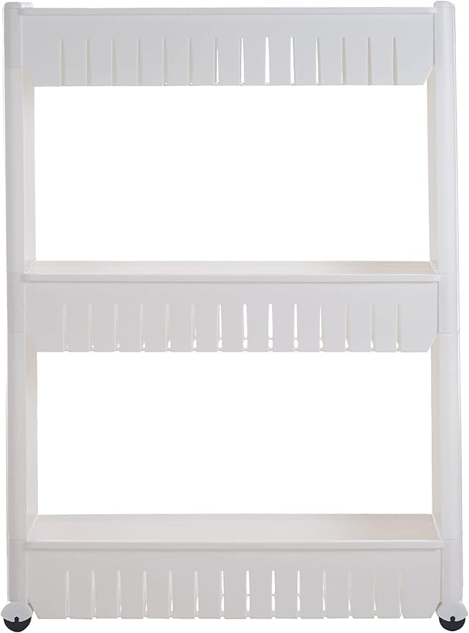 Lavish Home 3 Tier Shelf Rolling Cart, White, 19.5” x 5” x 28”