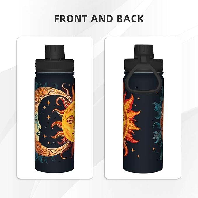 Sun Moon and Stars Water Bottle,18oz Sports Insulated Kettle for Women Men, Suitable as a Present