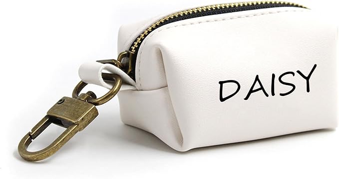 Dog Poop Bag Holder For Leash,Custom Leather Dog Poop Bag Holder,Outdoor Dog Poop Bag Dispenser,Garbage Bag Organizer For Easy Access,Pet Waste Bag Dispenser (White)