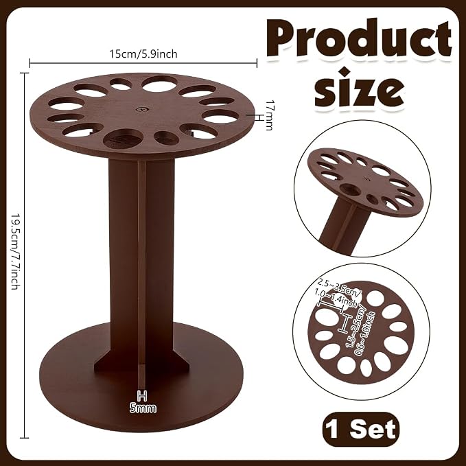 PH PandaHall 360 Degree Rotating Scissor Holder, 12 Holes Wooden Scissors Rack Organizer Barbershop Scissors Rack Salon Tool Organizer for Barbershop Pet Groomers Braiding Hair Stylists, 5.9"x1.57"
