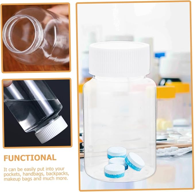 PartyKindom 40pcs Plastic Dispensing Bottles Pet Medicine Bottles Caps Empty for Pills Medicine Organizer for Travel Business