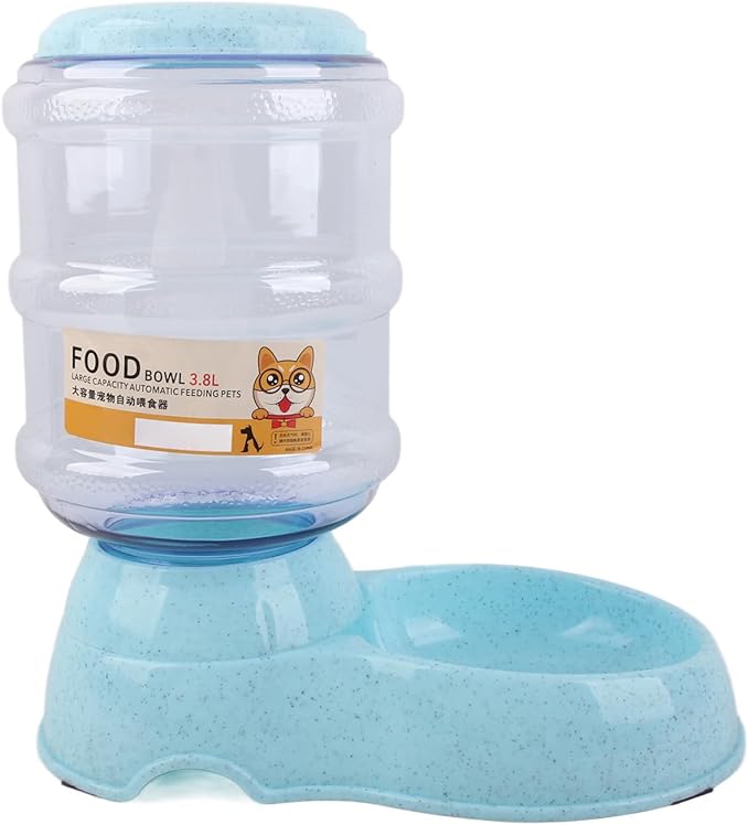 Haofy Automatic Pet Water Dispenser 3.8L Large Capacity Non Leak Gravity Water Bowl with Detachable Design Non Slip Base for Dogs Cats Ideal for Home Travel Crate Multi Pet Households (for Food Blue)