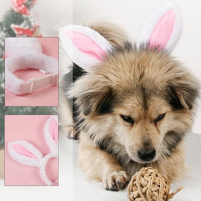 Dog Rabbit Bunny Ear Headband Headwear,Halloween Easter Cat Bunny Costume Outfits for Pet Hair Accessories (Large)
