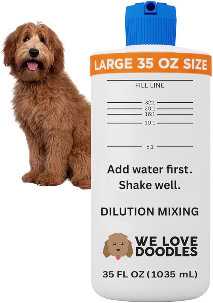 Dilution Bottle for Dog Shampoo, Mixing Bottle for Professional and Home Grooming, for Shampoo, Conditioner, and Solutions, Unscented, 35 oz (1 Pack) [We Love Doodles]