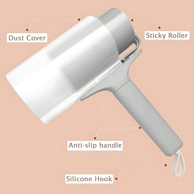 Reusable Lint Roller 2 Pack, Washable Sticky Lint Roller with Cover for Pet Hair, Portable Travel Lint Remover for Clothes, Purse, Furniture, Car, Large Mini Lint Brush for Home and Travel (Grey)