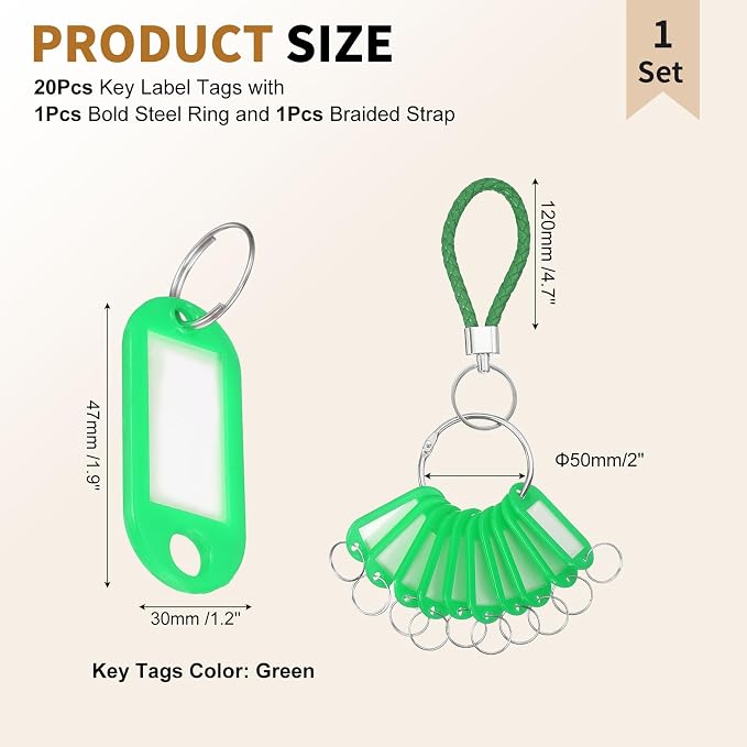 PATIKIL Key Tags with Labels, Key Organizer Keychain Markers Tags Holder with Bold Steel Ring and Braided Strap for Office
