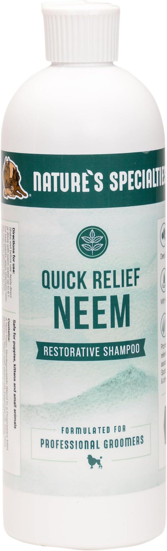 Nature's Specialties Quick Relief Neem Shampoo for Dogs Cats, Non-Toxic Biodegradeable, 16oz