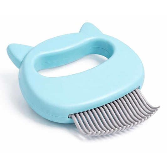 Pet Hair Removal Massage Shell Comb, Soft Deshedding & Dematting Grooming Brush for Dogs, Cats, Puppies & Rabbits – Removes Loose Fur & Mats, For Long & Short Hair (Cyan)