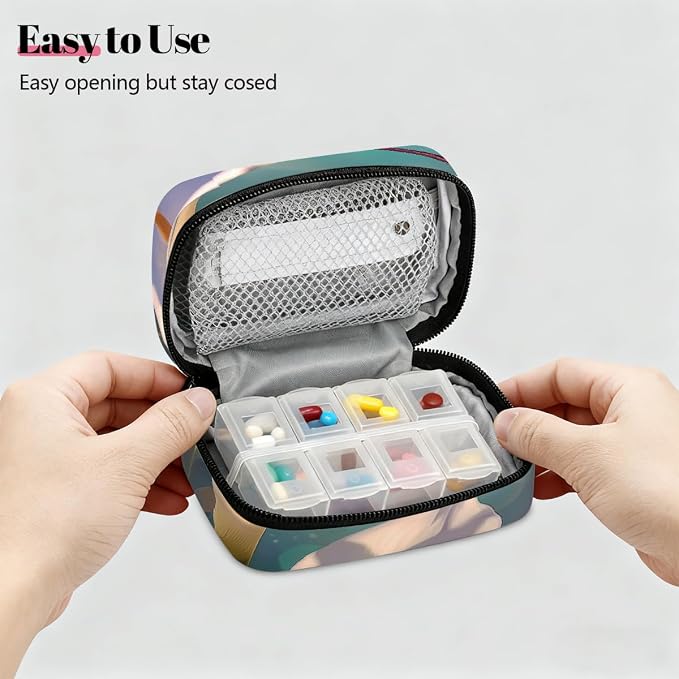 Travel Pill Organizer Art Dragonfly Floral Small Pill Case