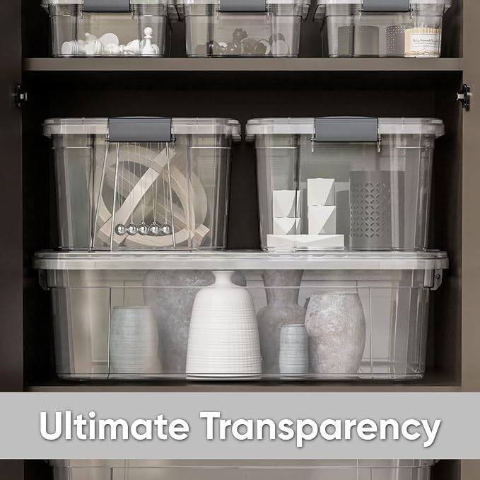 Superio 8.7 Quart Clear Plastic Storage Boxes with Lids, Stackable Organizer Containers, BPA-Free Storage Bins for Home, Office, School & Dorm, 8 Pack