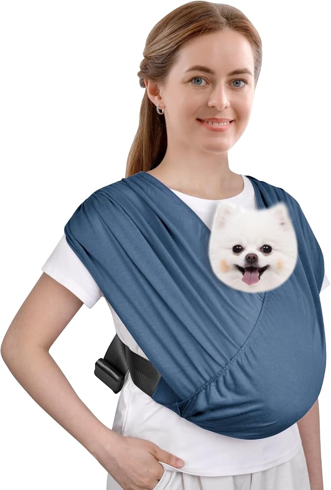 Swaddle Dog Sling Carrier for Small Dogs, Front Pet Sling Carrier Chest,Hands Free Adjustable Cat Sling Carrier Soft Cotton Reducing Pain Puppy Sling Carrier for Small Pet Up to 10lb (Blue)