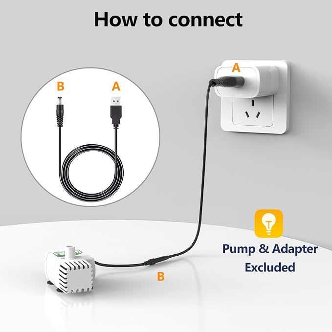 ORSDA Cat Water Fountain Parts Power Cord Replacement ONLY for ORSDA All Pet Fountains D30 / D60 / D36 / D66 - Not for Other Brands Fountain (Power Cord)