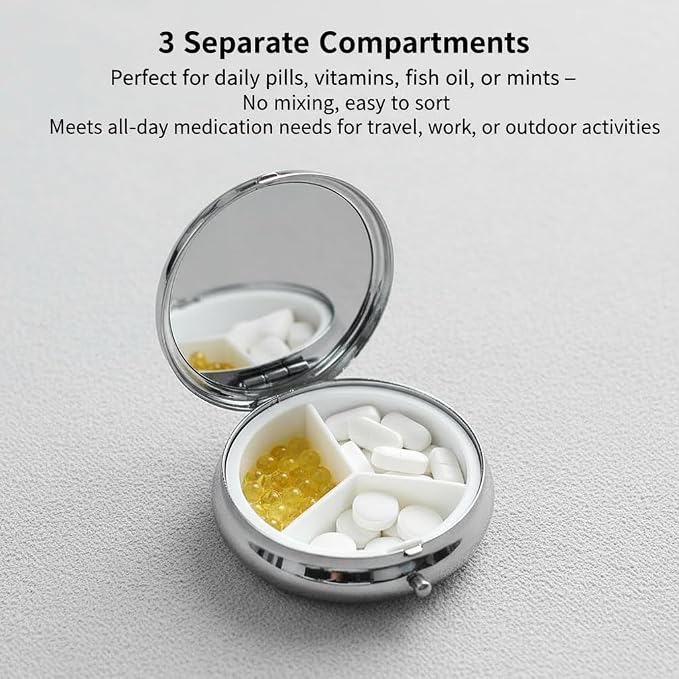 German Shepherd Dog Art Small Box for Pill,3 Compartment Pill Case Travel Medicine,Portable Pocket or Purse Pill Organizer Container Holder Hold Vitamins, Medication, Fish Oil Supplements