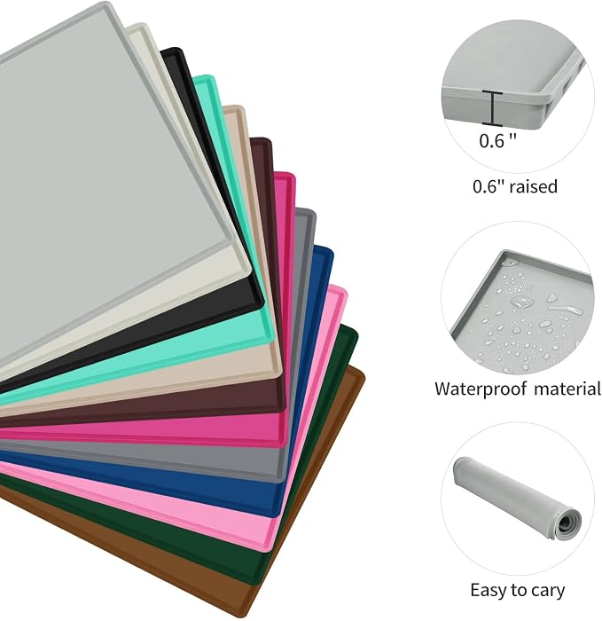 Silicone Dog Food Mat Waterproof Pet Feeding Tray for Small Medium Dogs
