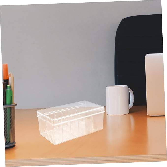 Tofficu Desktop Cable Organizer Box Clear Multi-grid Storage Case for Usb Cables Chargers and Accessories Pet Material Lid Translucent Design for Easy Access and Space-saving