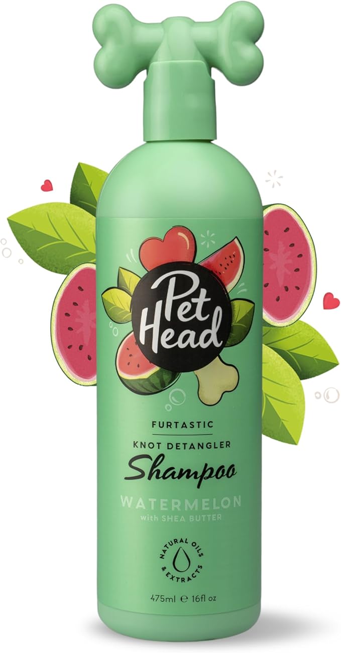 Pet Head Furtastic Dog Shampoo | Watermelon Scent | Dog Shampoo for Smelly Dogs | Knot Detangler | Care for Long, Tangly Curls & Coats | Vegan | Gentle Formula for Puppies | Made in USA | 16 fl. oz.