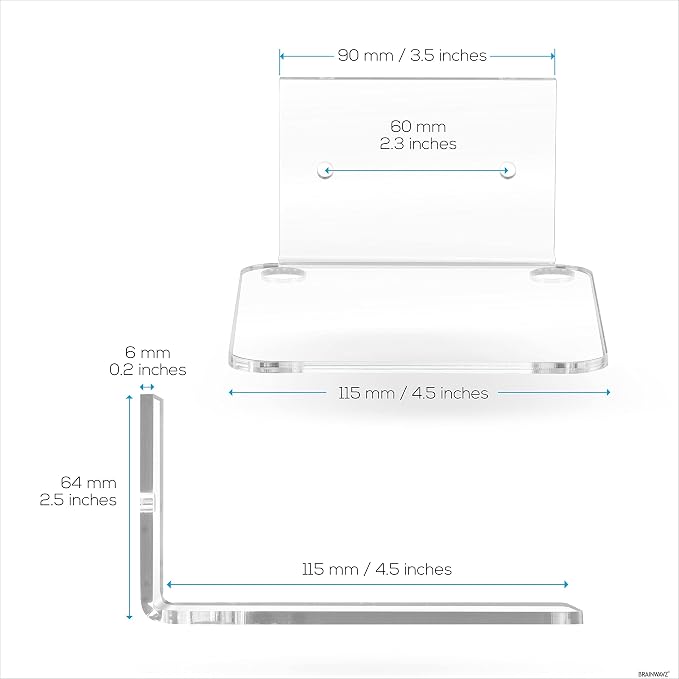 BRAINWAVZ 4.5" Small Baby Monitors & Speaker Wall Mount Shelf, Adhesive & Screw in, Also for Security Cameras, WiFi Routers, Decor, Plants, Photos, Kitchen, Cable Box & More, Universal