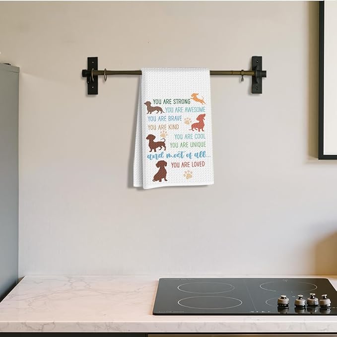 Hanamiya Na Dachshund Kitchen Towels 24x14 Inch, Dachshund Gifts Reusable Dish Towels for Kitchen Bathroom Decor, Waffle Weave Hand Cloth Tea Towel, Inspirational Gifts for Women Friend