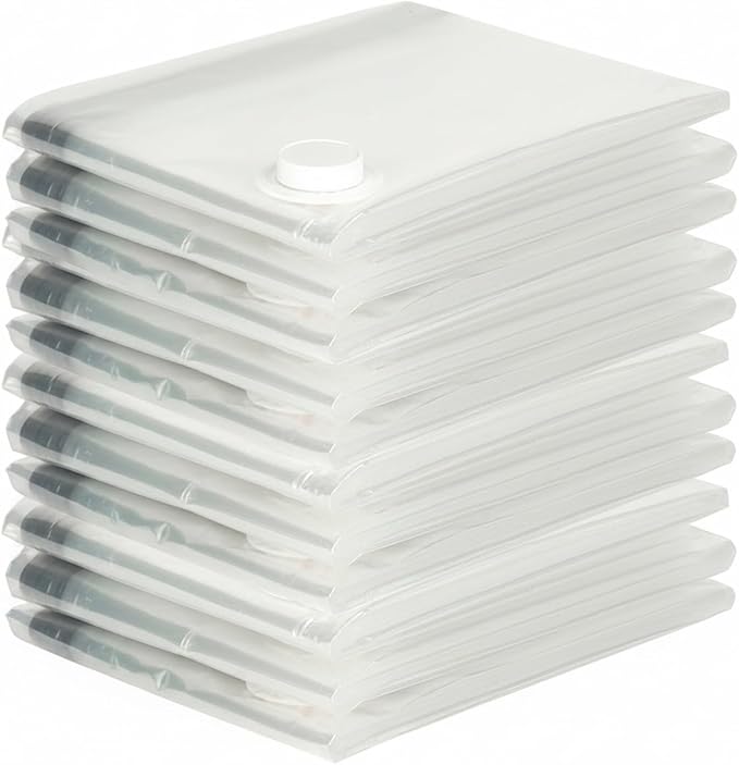 Clear Vacuum Storage Bags with Valve for Clothes & Bedding, Reusable Space Saver Compression Organizer (1 Pack)