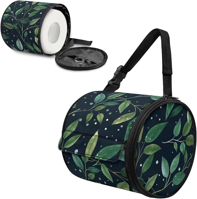 Green Leaves Print Wall Mounted Toilet Paper Holder Moisture Resistant Versatile Tissue Roll Paper Holder Hanging Bathroom Tissue Towel Roll Holder 6.3 * 6.3 * 6.3 Inch