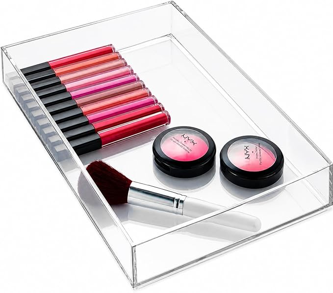 iDesign Clear Drawer Organizer | Plastic Tray, Makeup Storage, Bathroom Vanity, Dresser or Desk