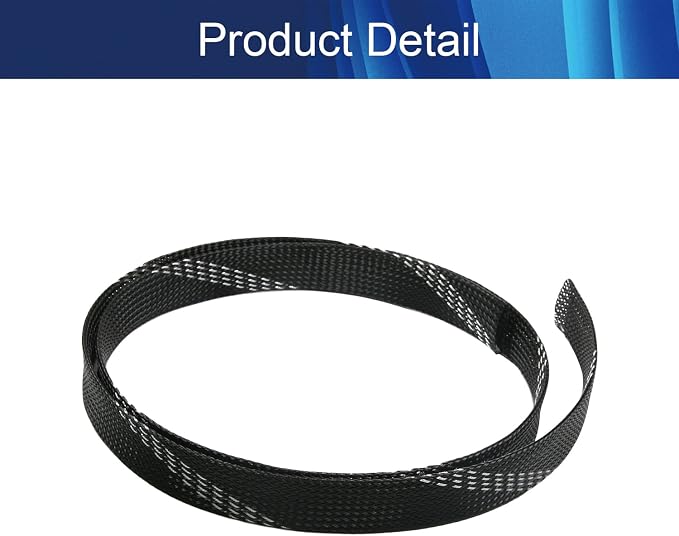 Jutagoss PET Expandable Braided Cable Sleeve, 3.28ft - 0.79 inch Black Silver Cable Management Sleeve, Wire Loom Tube Cord Protector for USB Cable, Power Cord, Audio Video and More, 1Pc