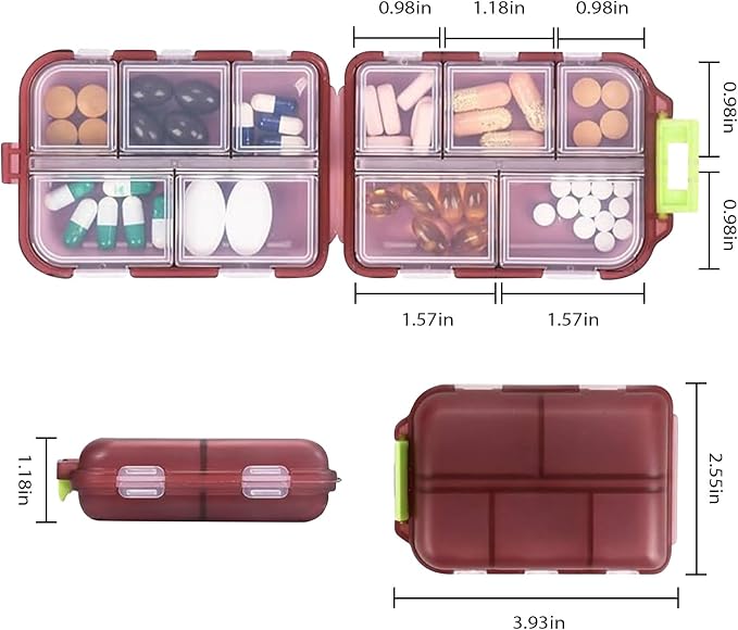 2PCS 7-Day Pill Organizer with Labels – Travel Pill Case, Daily Medication Organizer | Compact & Secure | Fits in Pocket/Purse (3.7” x 2.4”)
