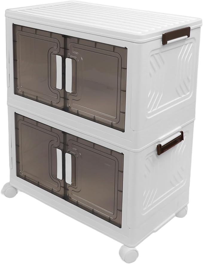 Brrnoo Stackable wheeled storage bin, 2-tier medium PP