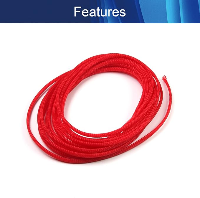 Jutagoss PET Expandable Braided Cable Sleeve, 16.4ft - 3/16 inch Red Cable Management Sleeve, Wire Loom Tube Cord Protector for USB Cable, Power Cord, Audio Video and More, 1Pc