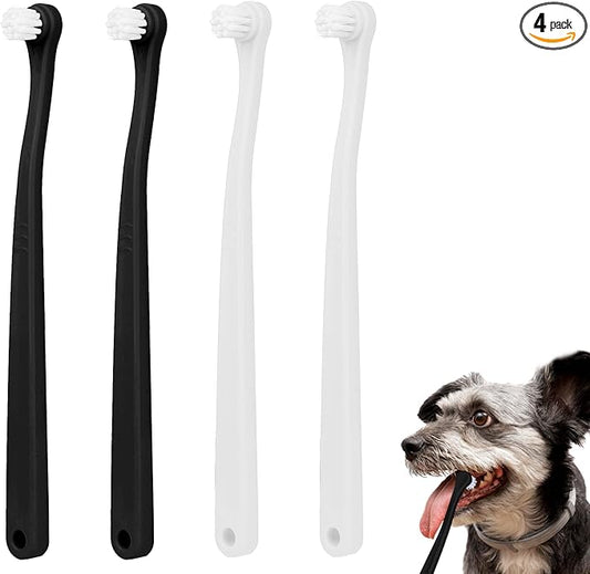 salbsever 4Pcs Dog Toothbrush Pet Toothbrush Soft Mini Cat Tooth Brush Puppy Tooth Brush, Travel Portable Mini Head Deep Clean Kit for Small Dog & Cat, Puppy, Kitten
