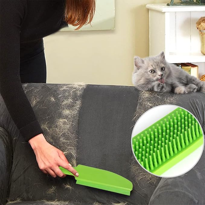 Rubber Broom and Pet Hair Removal Brush Set for Carpet, Fur Remover Broom with Squeegee for Wooden Floor, Detailing Lint Remover Brush for Pet Dog Cat Hair Car Interior