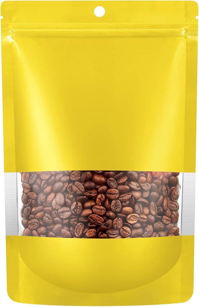 150 Pack Stand up Matte Metallic Storage Bags with Clear Front Window Heat-Sealable Resealable Solid Color Pouches for Food Storage Containers Organizer(Gold,7.9 * 11.8 inch,Pack of 150)