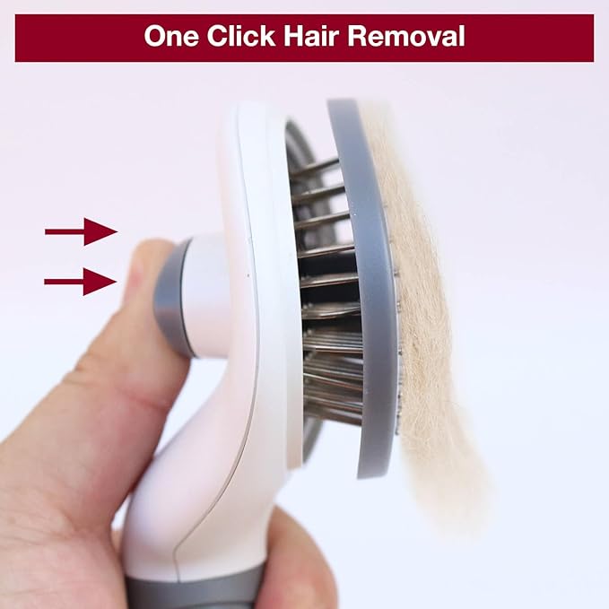 Self-Cleaning Slicker Brush - Upgraded Deshedding Tool for Dogs Cats with One-Click Clean & Ergonomic Grip, Ideal for Long/Short Haired Pets GrayFrxat Self-Cleaning Slicker Brush – Premium Deshe