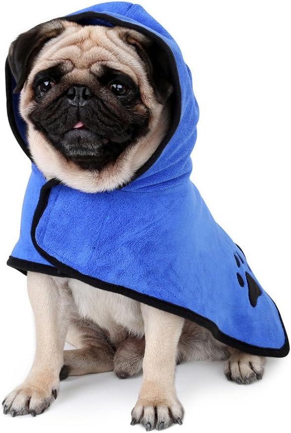 NACOCO Dog Bathrobe Towel Microfiber Pet Drying Moisture Absorbing Towels Coat for Dog and Cat (XL, Blue)
