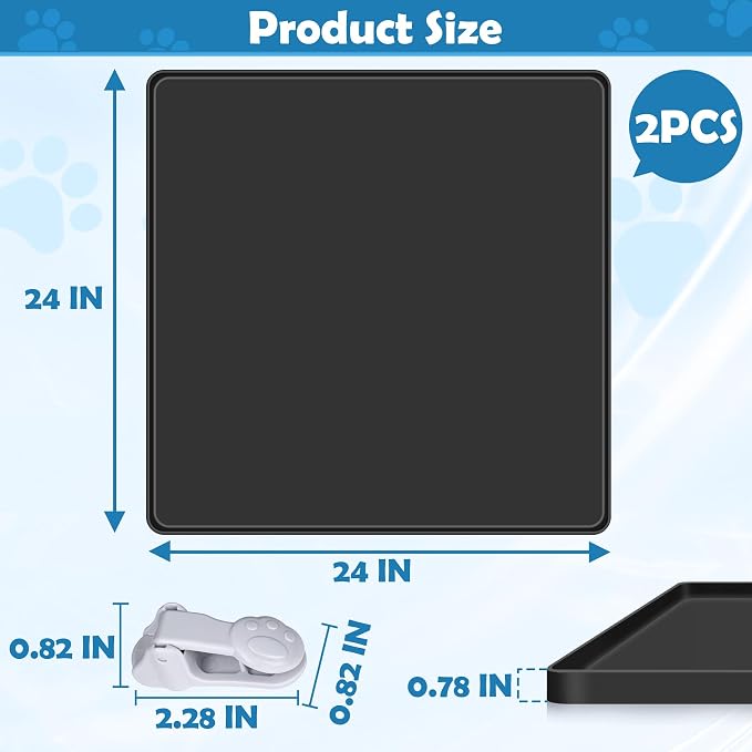 Dog Pee Pad Holder, 2 Pack Dog Potty Tray Silicone Puppy Pad Holder Tray Fits for 24" x 24" Training Pads, Puppy Potty Tray With 8 Clamps No Spill Raised Lip High Edge for Floor Protection (Black)