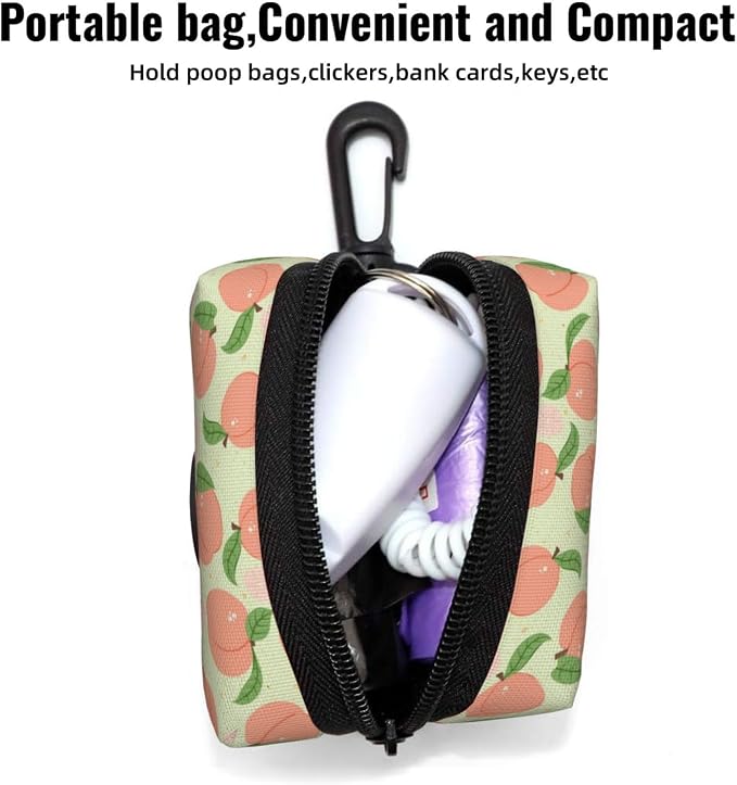 Pink Peach Plaid Pet Waste Bag Dispenser 0.2L | Portable Dog Poop Holder Waste Bag With Zipper Park Doggy Walking Accessory