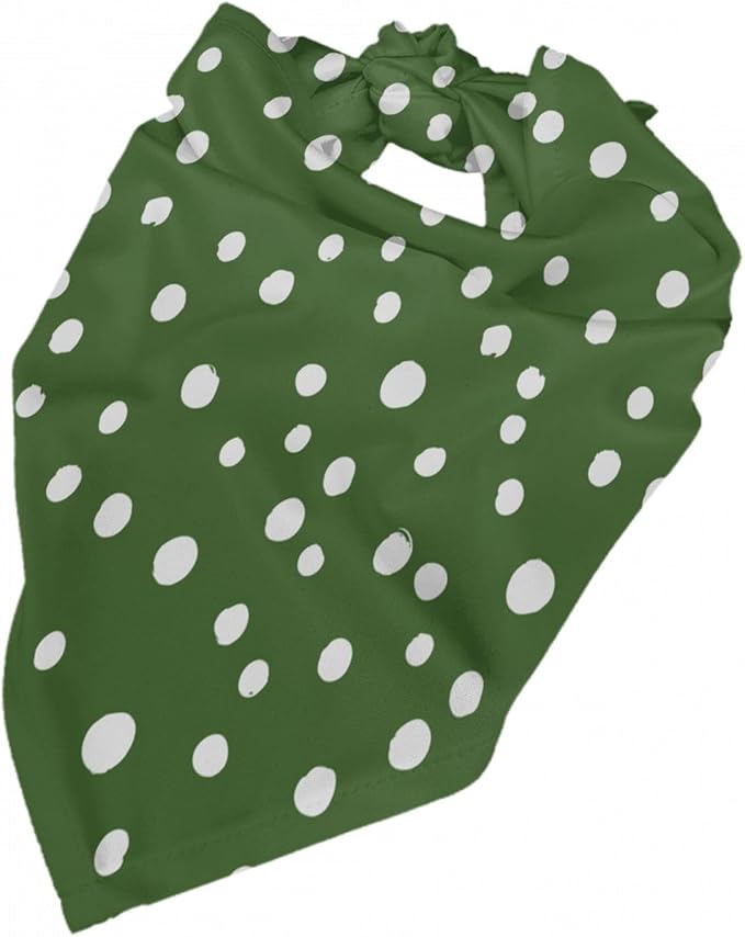 Sage Green Dog Bandana,Adjustable Triangle Bibs Dogs Scarf,Puppy Neckerchief Dog Cat Bib for Spring Summer (Green Polka Dots)
