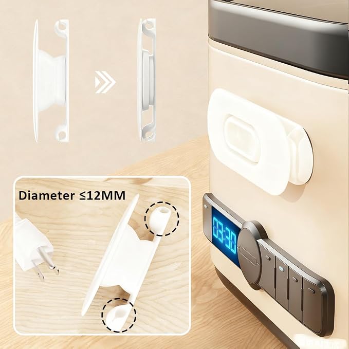 6 Pack Cord Organizer for Kitchen Appliances, Milky White | Upgraded Stackable Silicone Adhesive Cable Management Wrap Holder, for Mixer Blender Air Fryer Pressure Cooker Coffee Maker