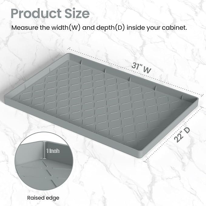 Mateeylife Under Sink Mat Kitchen Waterproof，Silicone Sink Tray 22"X31" | Under Sink Organizer Cabinet Shelf Protective Liner, Multi-use Silicone Mat for Boot Tray & Litter Mat, Bronze