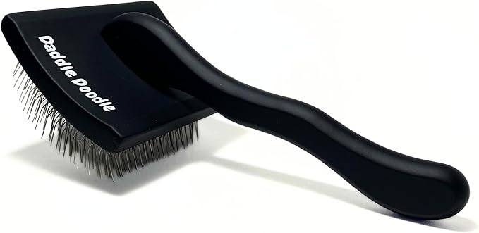 Dog Slicker Brush - Grooming Designed for All Poodles and Doodle Mixes – Fluff, Style, Detangle, and Demat – Ergonomic Handle Design – Angled Brush Pins that are Safe and Effective