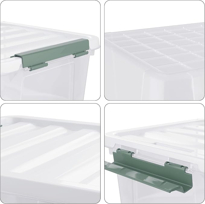 20 Quart Clear Plastic Latching Storage Box with Lids, 6-Pack | Plastic Organization Containers Bin with Lid