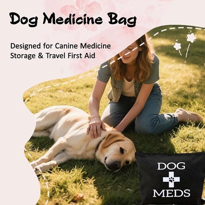 Small Dog Traveling Medicine Bag Dog Med Pouch for Supplies Pet Emergency Kit for Dogs Medical Pouch Camping Stuff Essentials for Dogs Medicine Pill Organizer Pet Medication Organizer Storage Bag