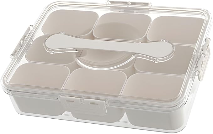 9 Compartment Food Storage Container with Clear Lid for Spices Dry Goods and Snacks Home Organization Dry Food Storage Container