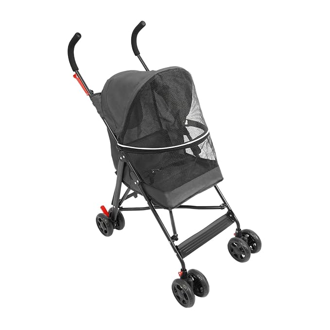 Pet Stroller, Foldable Pet Travel Stroller with Weather Cover, 2 Wheels Pet Strolling Cart for Small Medium Dogs Cats with Cup Holder Breathable Visible Mesh Outdoor Stroller for All-Season (Black)