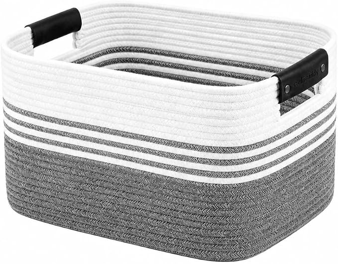22.8GAL Xl Extra Large Laundry Basket for Bathroom, Dorm Dirty Clothes, Sturdy Portable Aesthetic Boho Cute Woven Storage Shoes Blanket Baskets for Living Room Decor Girls Boys Pets Toys Mix Black