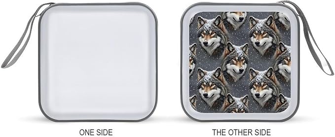 Protective DVD Case Holder Wolf, 40-Capacity Hard Plastic Binder with Zipper, Portable CD Organizer for Car Home