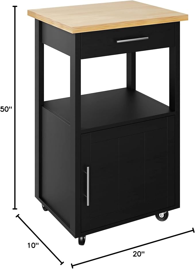 JY QAQA 22" Kitchen Island on Wheels with Storage Cabinet Kitchen Cart Cabinet with Shelves, Cart Handle for Towel Rack or Free Mobility, Portable Islands for Kitchen,Black