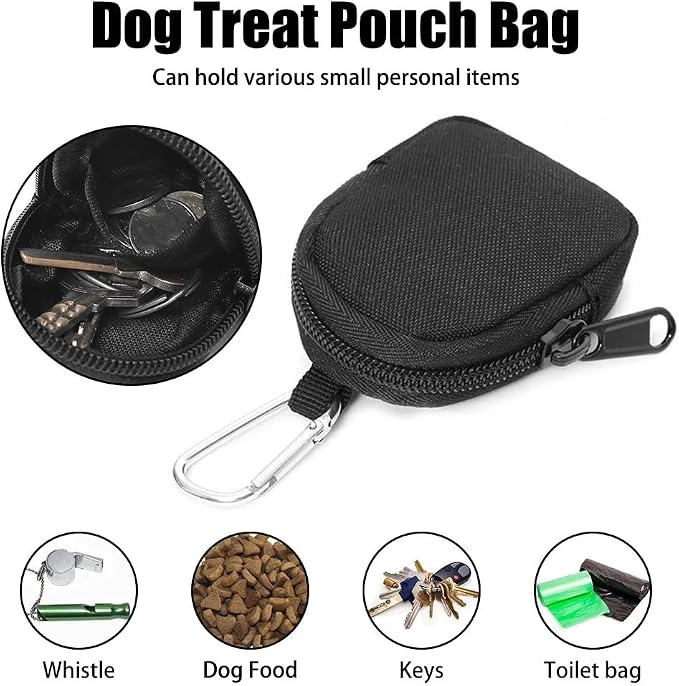MiOYOOW Dog Treat Bag, Mini Pet Training Snack Bag EDC Coin Purse for Dog Treats Whistles Keys Headphones (3.3 * 2.6 * 1.0")