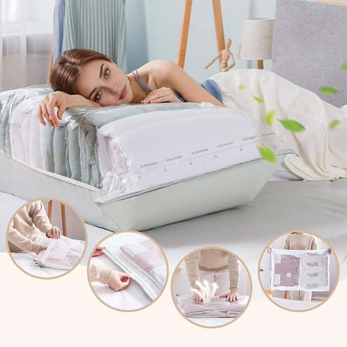 2026 New No-Pump Vacuum Storage Bags, Cube Compression Space Saver Bags, Upgrade Large Storage Compression Bags No-Pump 3D Vacuum Storage Bags for Clothes, Comforters, Blankets (17 * 7 in)