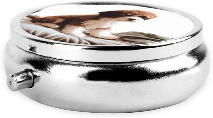 Round Pill Box Pet Dog Pill Case for Purse & Pocket 3 Compartment Pill Organizer Portable Travel Pillbox Medicine Pill Holder Container for Daily Vitamin Cod Liver Oil Storage